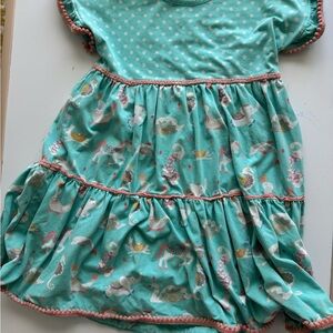 Matilda Jane Teal and Pink Polka Dot Dress animals